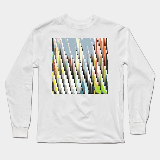 Urban Cityscape Glitch - Modern Contemporary Artwork Long Sleeve T-Shirt by DankFutura